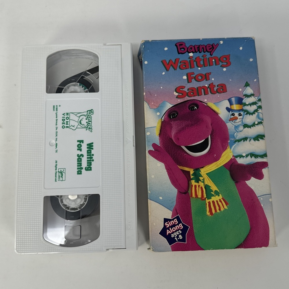 Barney Waiting For Santa VHS 1992 Video Tape VTG Christmas Sing Along Songs RARE